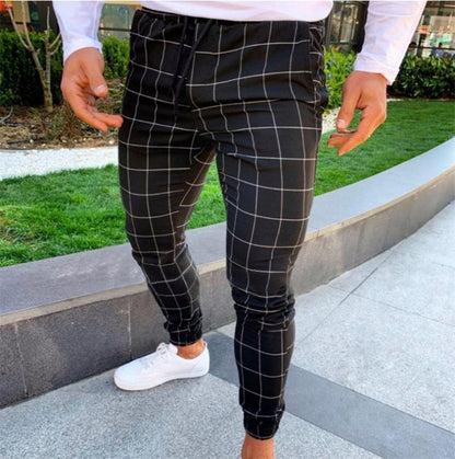 New AliExpress Amazon EBay European And American Plaid Print Men's Casual Stretch Pants