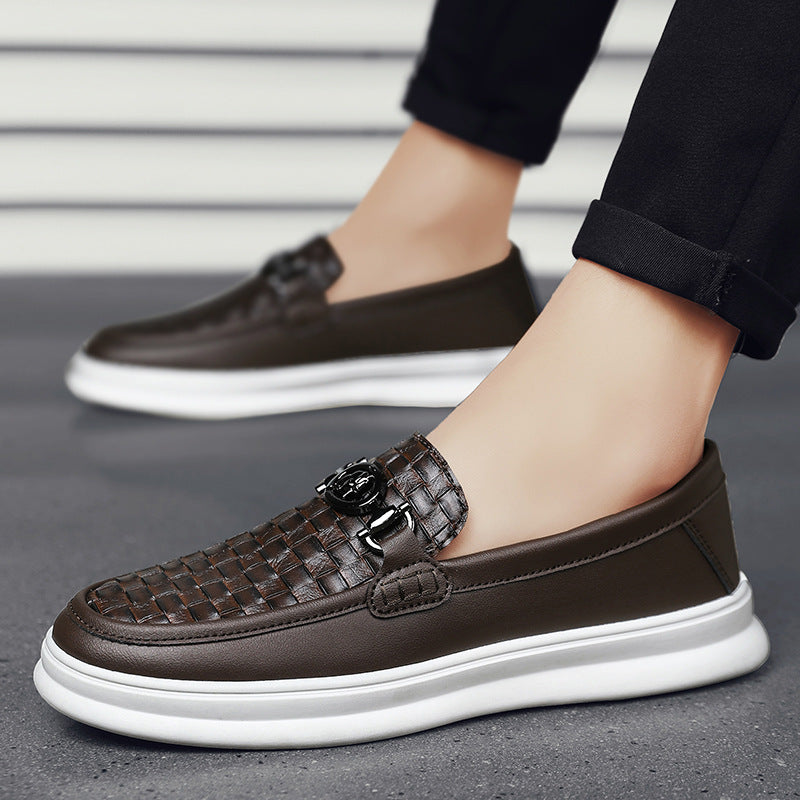 Low-top Casual Tooling Leather Surface Retro Trendy Slip-on Formal Suit Shoes