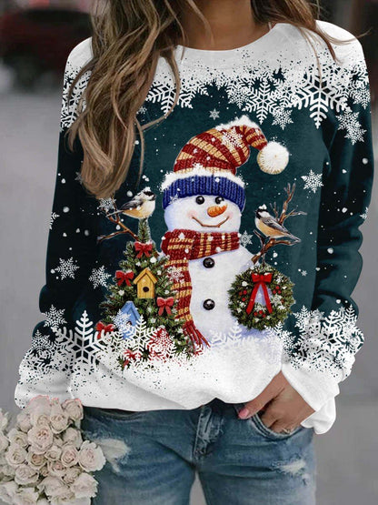 Women's Christmas Snowman Print Top