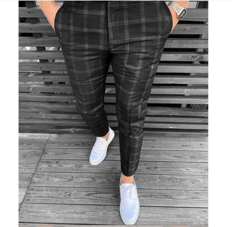 Men's Plaid Striped Business Casual Pants