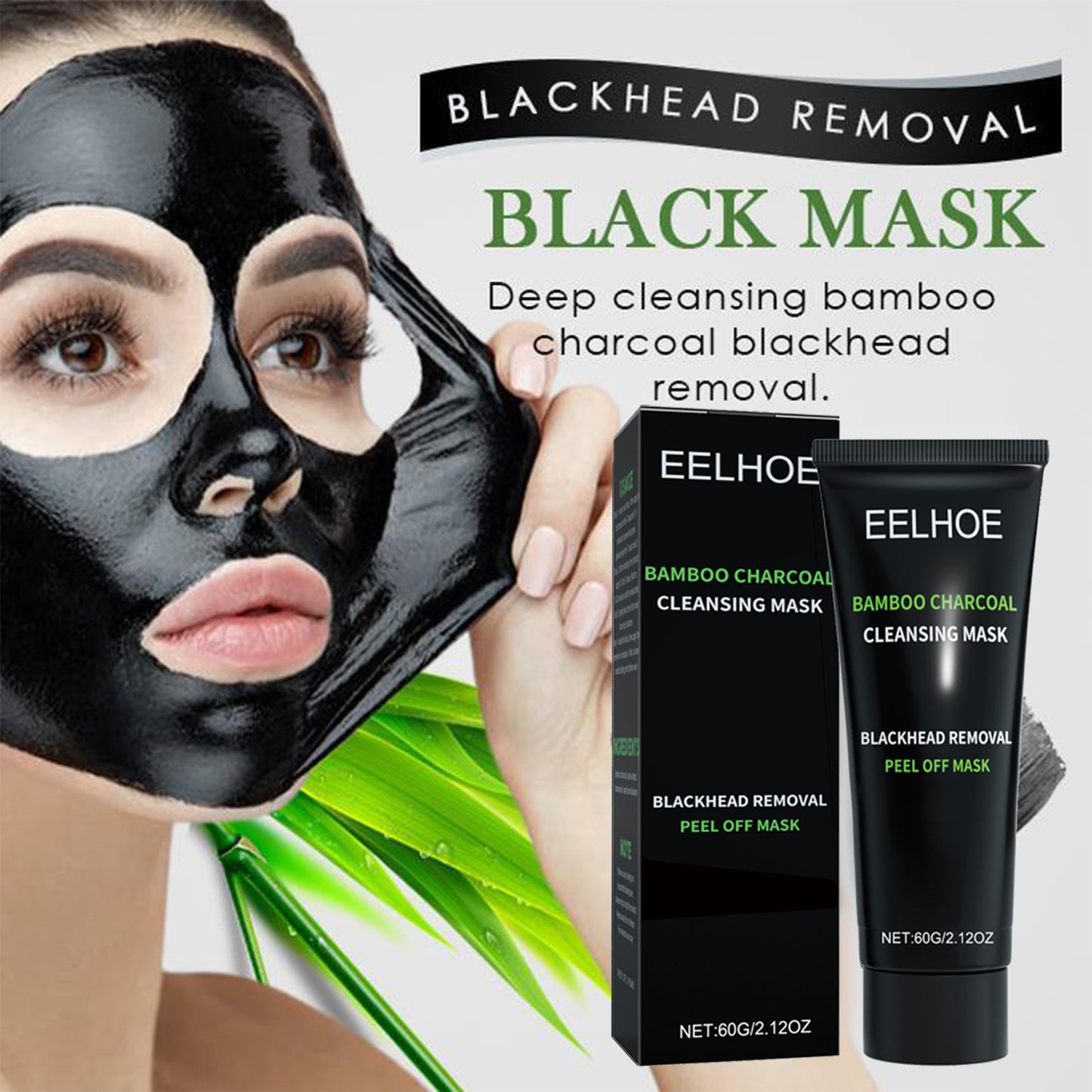 EELHOE:  Bamboo Charcoal Blackhead Removal Peel-Off Mask For Deep Pore Cleansing And T-Zone Oil Control