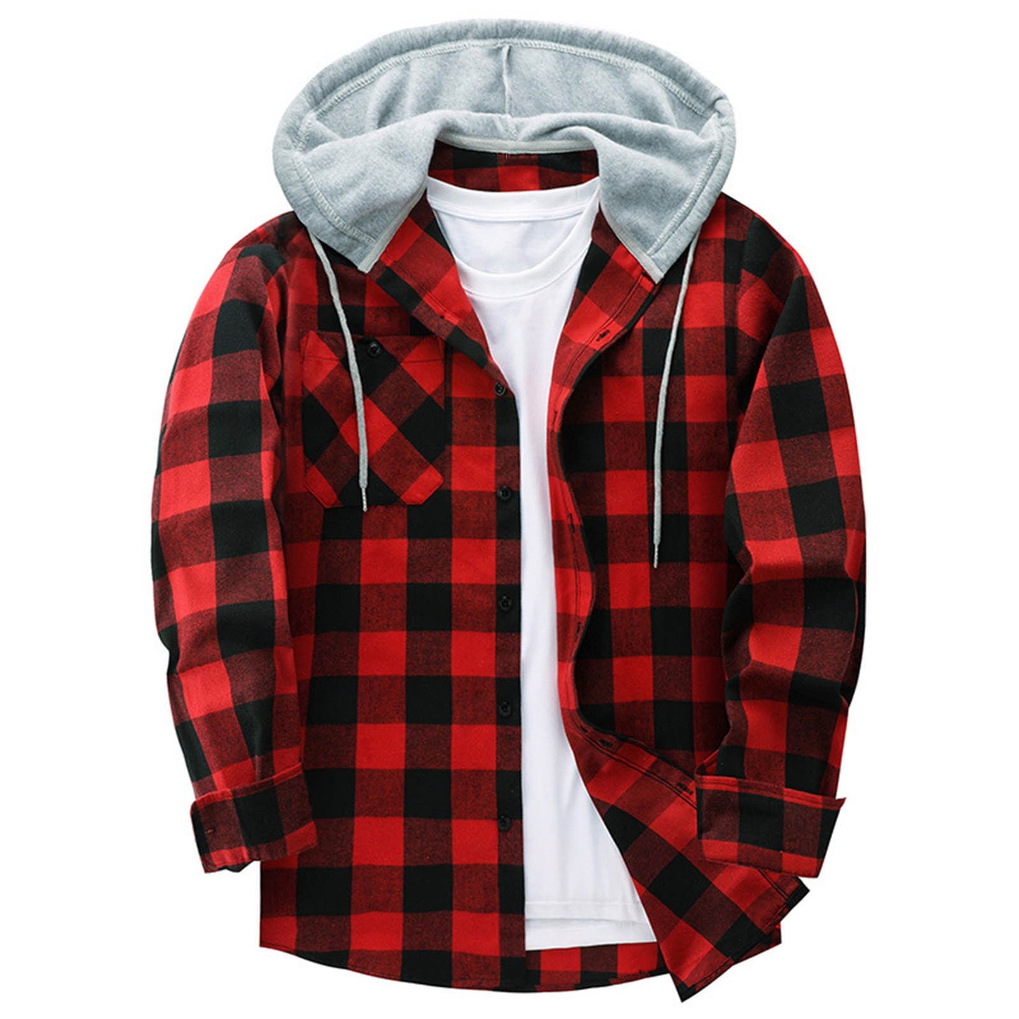 Hooded Plaid Shirt Men's Casual - Glamour Gale