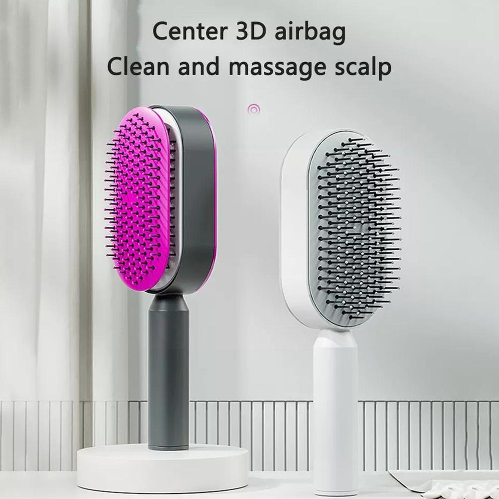 Self Cleaning Hair Brush For Women Massage Scalp Promote Blood Circulation Anti Hair Loss 3D Hair Growth Comb Hairbrush Self-Cleaning Hair Brush   3D Air Cushion Massager Brush   Airbag Massage Comb B