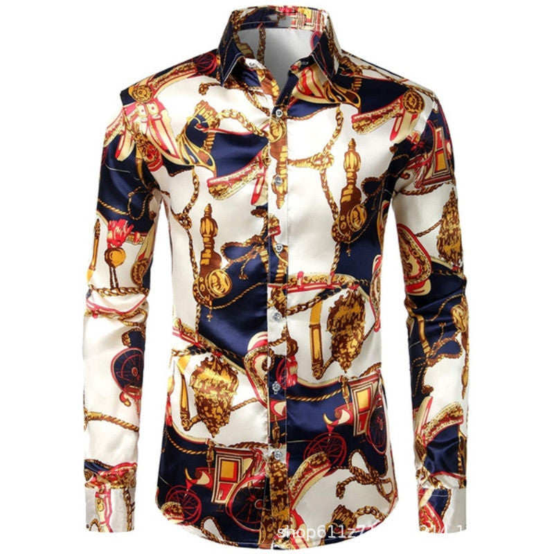 Men's Printed Long-sleeved Shirt Fashion Casual - Glamour Gale