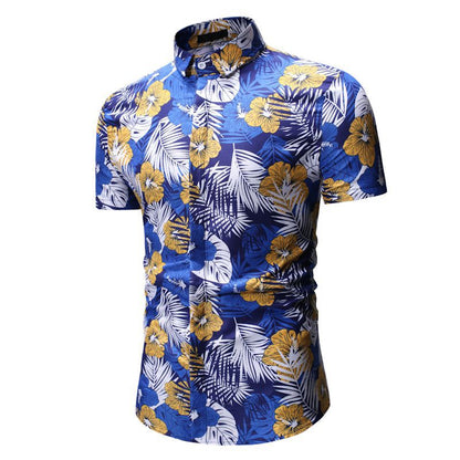 Men's Summer Beach Short-sleeved Floral Shirt