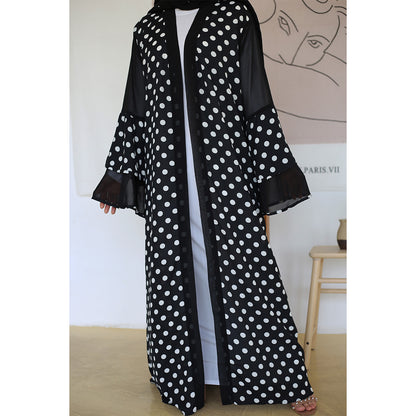 Fashionable Polka Dot Pattern Cardigan Robe - Glamour Gale