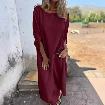 Loose Irregular Long Suit With Metal Button Design Round Neck Long-sleeved Top And Straight Trousers Fashion Wide-leg Pants Women's Clothing fashion suit - Glamour Gale fashion suit