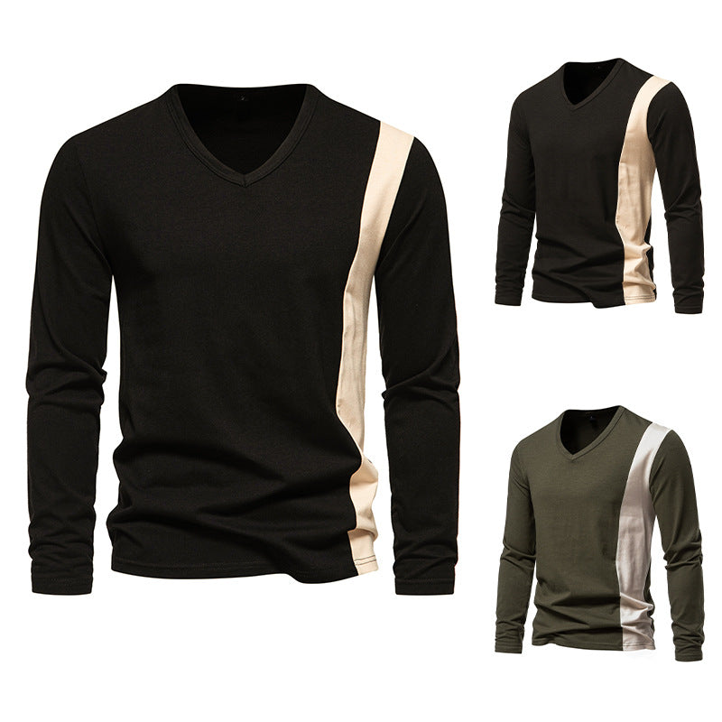 Men's Casual Multicolor V-neck Long Sleeve