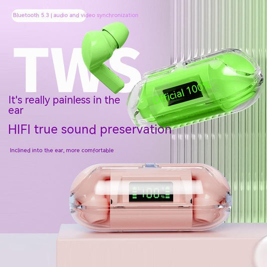 Wireless Digital Display Bilateral Stereo Transparent Bluetooth Headset