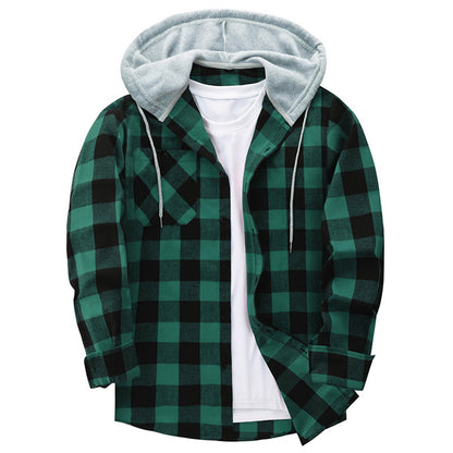 Hooded Plaid Shirt Men's Casual - Glamour Gale