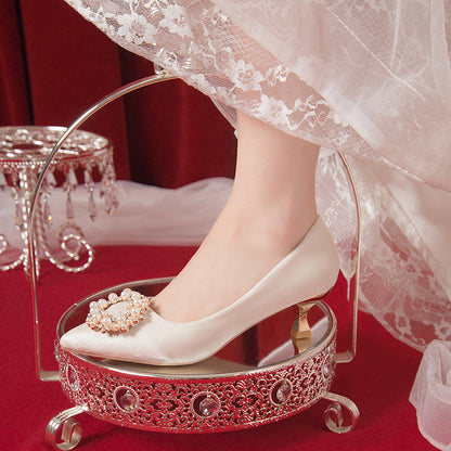 Pointed Slip-on Bridesmaid Shoes Fairy Style Stiletto Heel High Heels