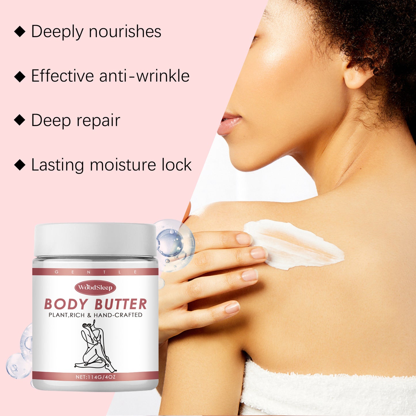 WOOD SLEEP - Body Butter,  Moisturizing Body Lotion To Dry Skin 4oz