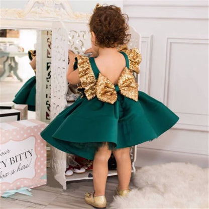 Green sequin princess dress