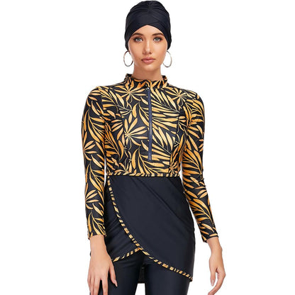 Zipper Muslim Swimsuit Burkini Women