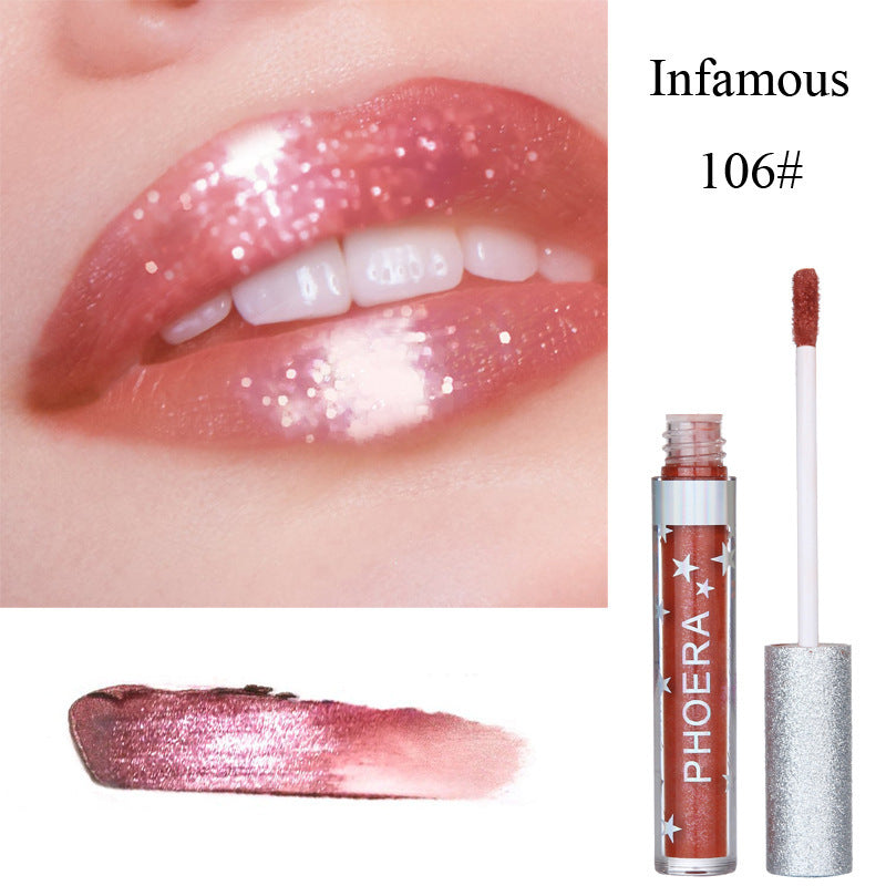 PHOERA - Moisturizing Candy Color Lip Gloss Waterproof Glitter Liquid Lipstick Long Lasting Makeup Lipstick