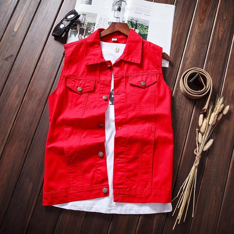 Korean Style Sleeveless Waistcoat Slim Fit Casual Denim Vest