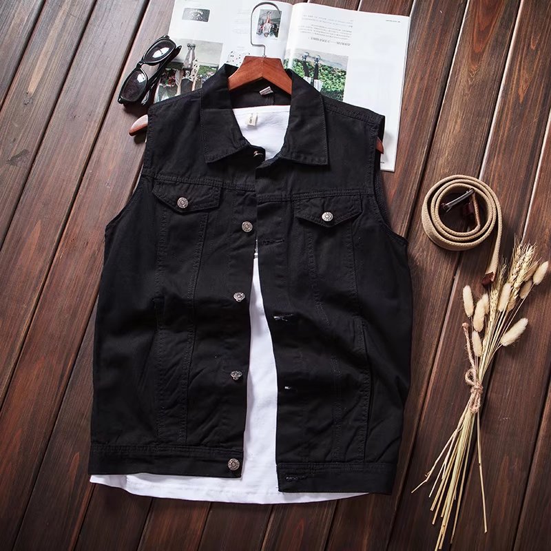 Korean Style Sleeveless Waistcoat Slim Fit Casual Denim Vest