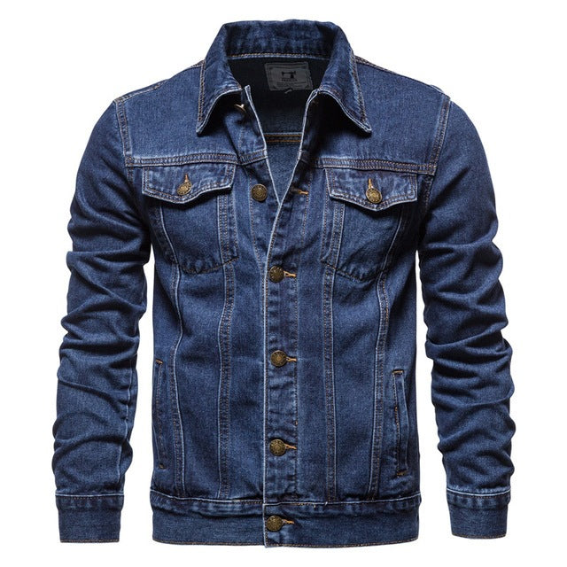 Jacket Men Casual Blue Lapel Jeans Jacket