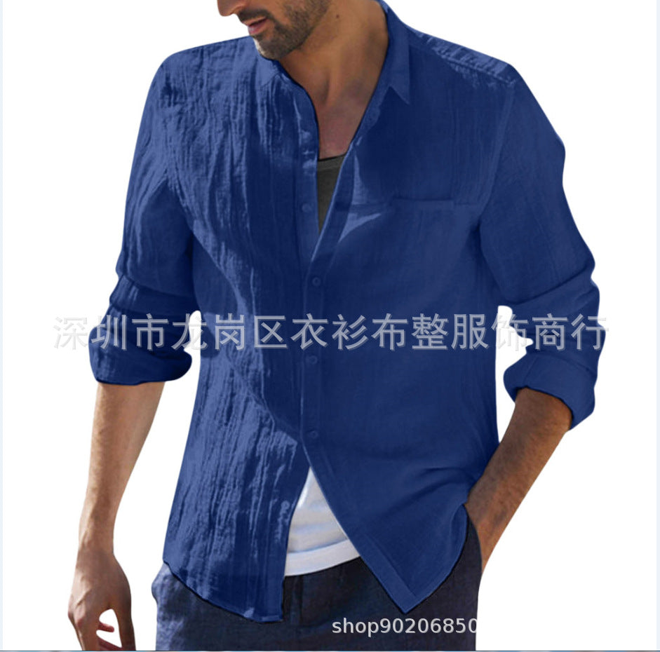 Cotton Cardigan Long Sleeve Shirt For Men