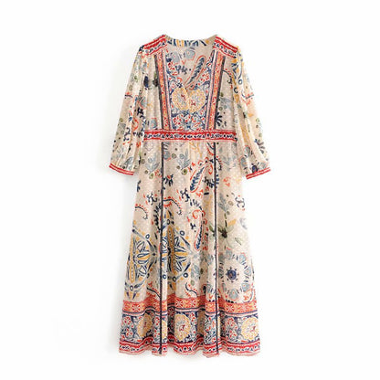 Printed long shirt dress