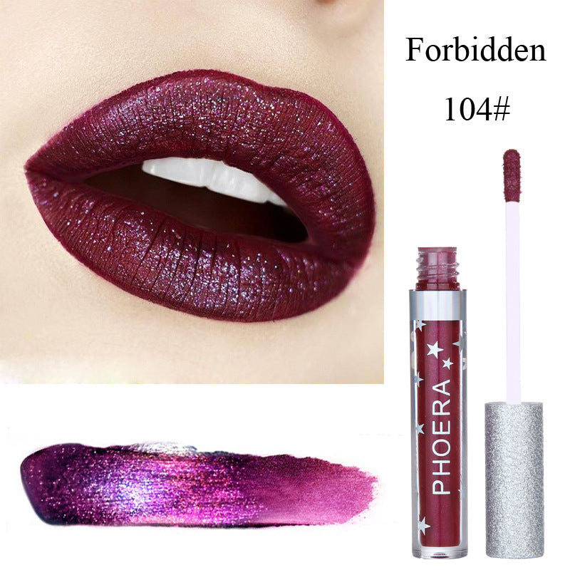 PHOERA - Moisturizing Candy Color Lip Gloss Waterproof Glitter Liquid Lipstick Long Lasting Makeup Lipstick