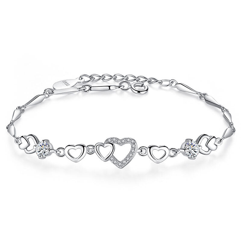 Sterling Silver Heart Shaped Lady Bracelet