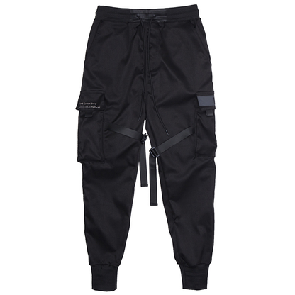 Hot Sale Men Black Hip Hop Cargo Pants Elastic Waist Jogger Trousers Sweatpants Pockets Full Length Casual Fashion - Glamour Gale