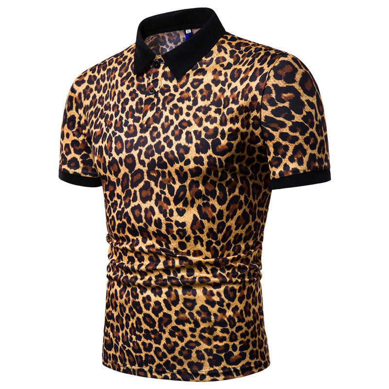 Leopard Print T-shirt Men's Short Sleeve