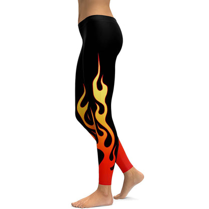 Gradient Flame Print Ladies Breathable Sports Yoga Leggings