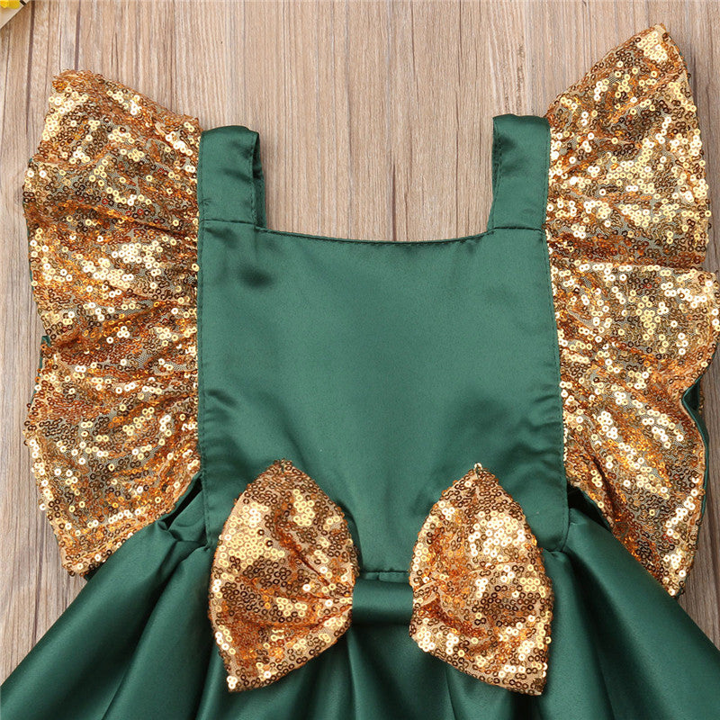 Green sequin princess dress