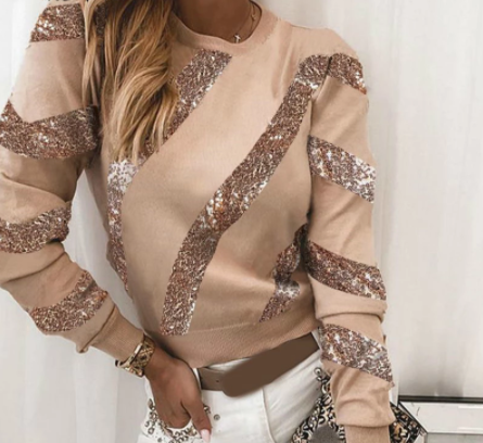 Sequin stitching sweater