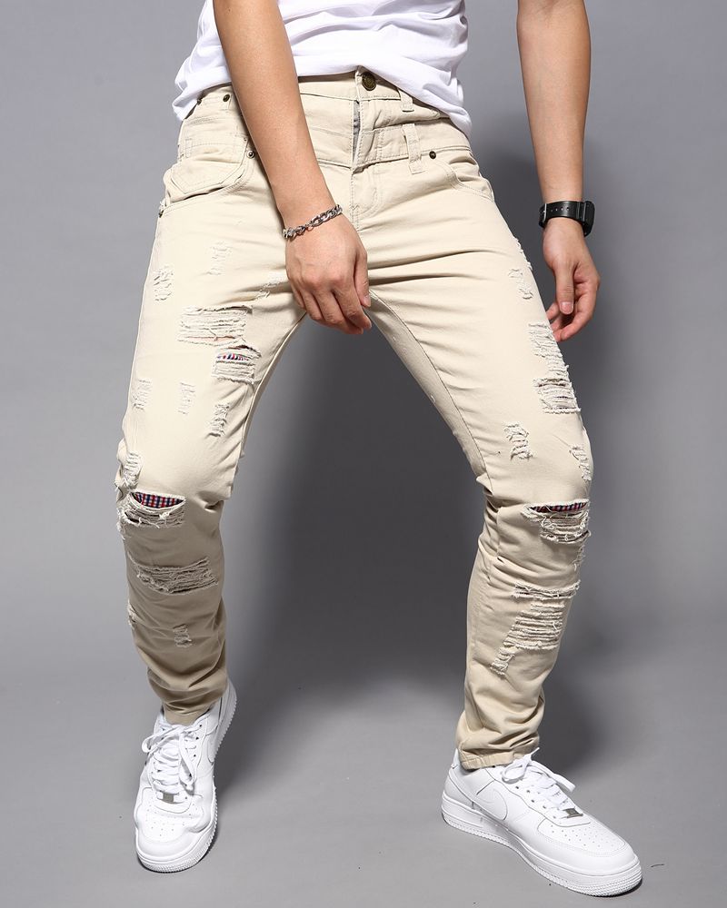 Casual Double Waist Ripped Casual Cargo Trousers