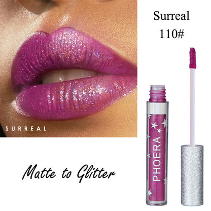 PHOERA - Moisturizing Candy Color Lip Gloss Waterproof Glitter Liquid Lipstick Long Lasting Makeup Lipstick