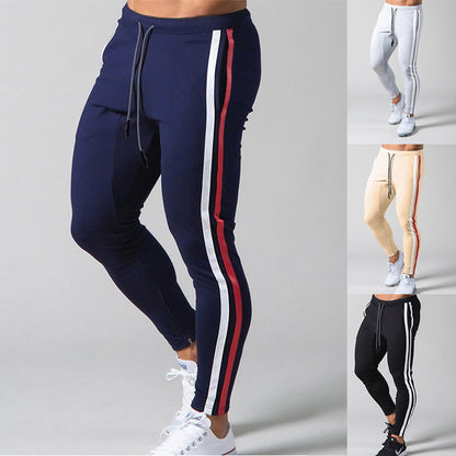 Men's Tight Trousers, Sports And Leisure, Sweat-absorbent, Zipper, And Feet Pants New