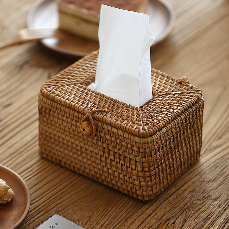 Handmade rattan tissue box