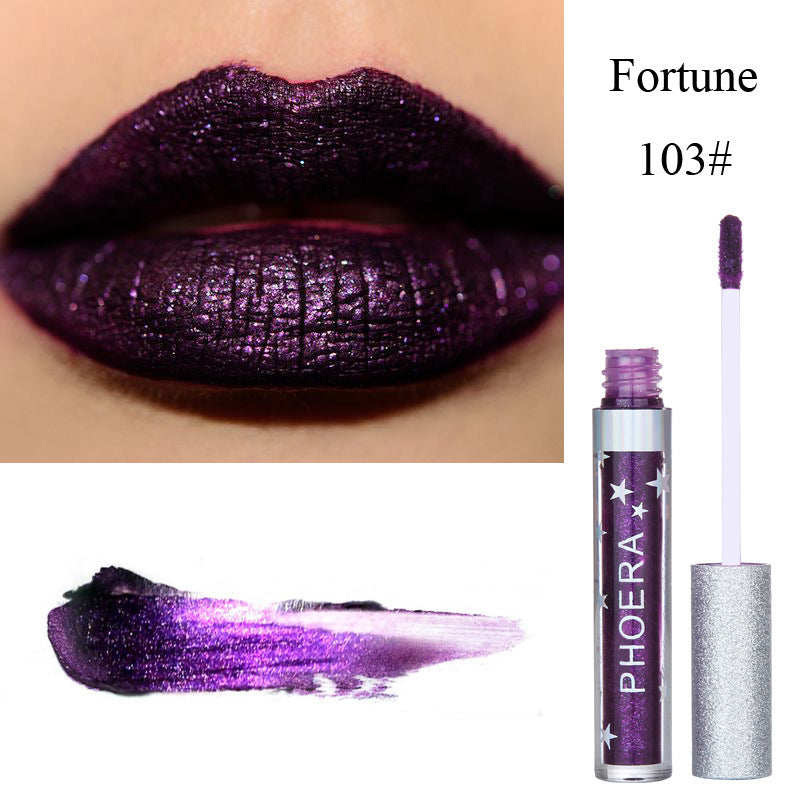 PHOERA - Moisturizing Candy Color Lip Gloss Waterproof Glitter Liquid Lipstick Long Lasting Makeup Lipstick