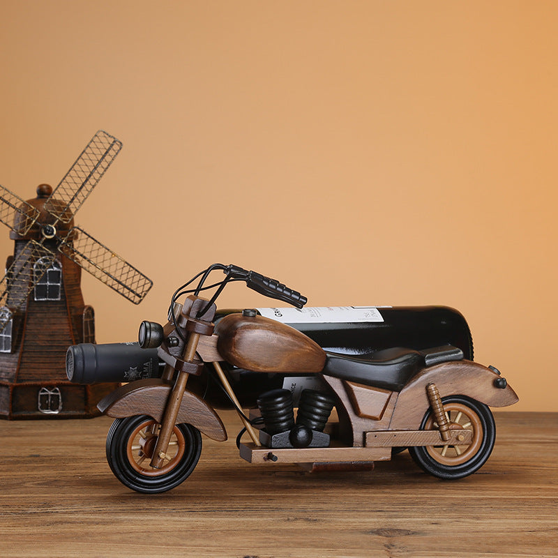 Motorcycle wooden wine rack