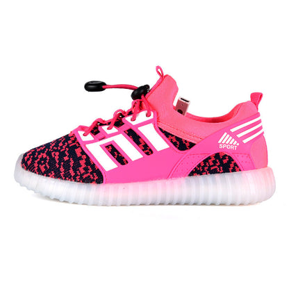 Rechargeable Luminous Shoes Children Shoes USB Colorful Flying Woven Light Shoes