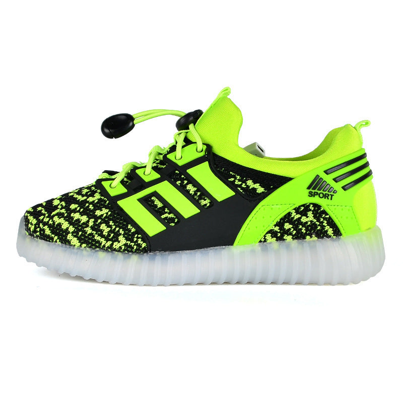 Rechargeable Luminous Shoes Children Shoes USB Colorful Flying Woven Light Shoes