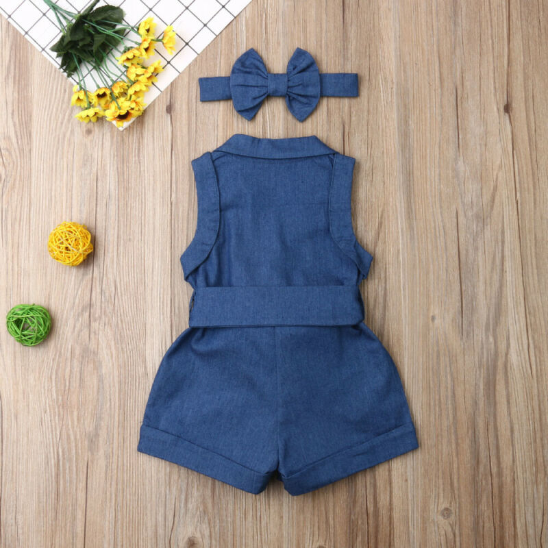 Pudcoco Kids Baby Girl Clothes Sleeveless Romper Denim - Glamour Gale