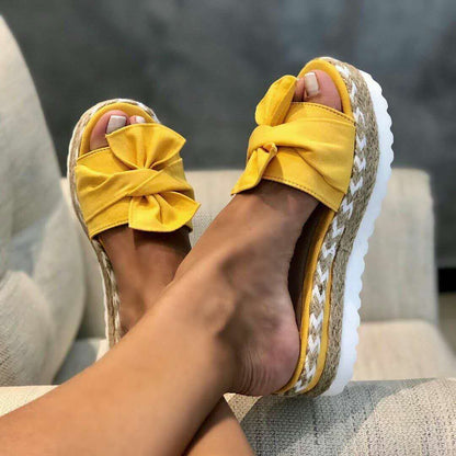 Women Bow Slippers Platform Sandals Shoes Summer