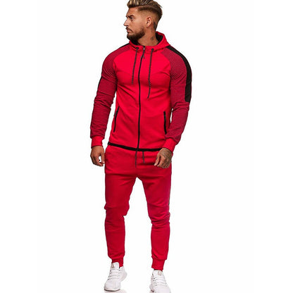 Men's Personalized Slim Striped Stitching Hooded Sweatpants Sweatpants