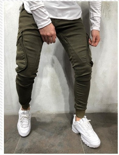 Side Pockets Solid Color CasualPants Fashion Sports Pants