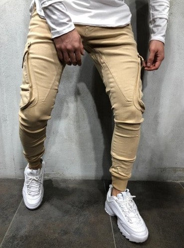 Side Pockets Solid Color CasualPants Fashion Sports Pants