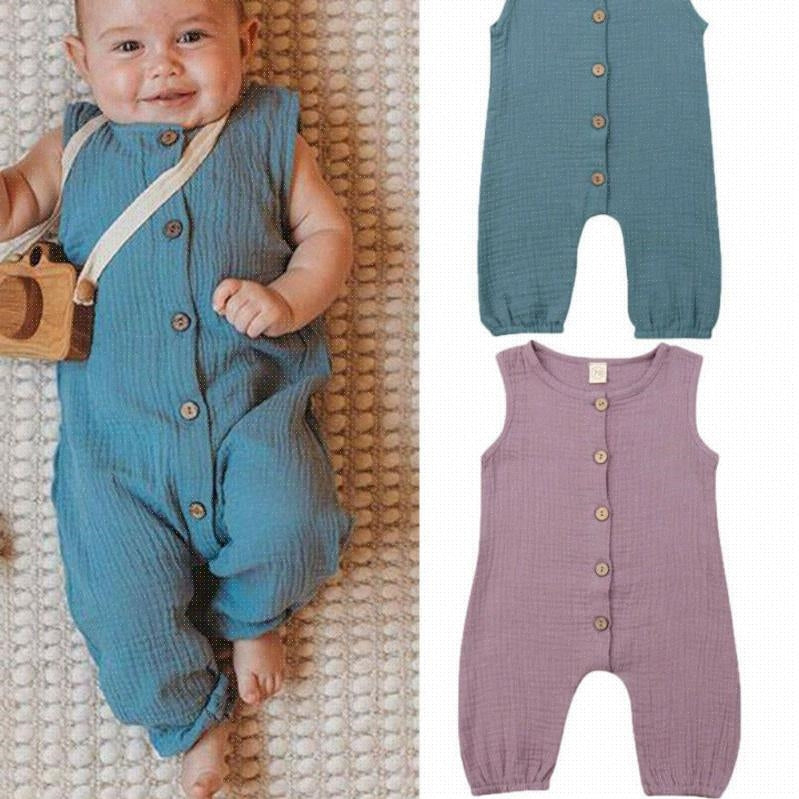 Baby Romper Kids Girls Boys Jumpsuit Solid Clothes Sleepwear