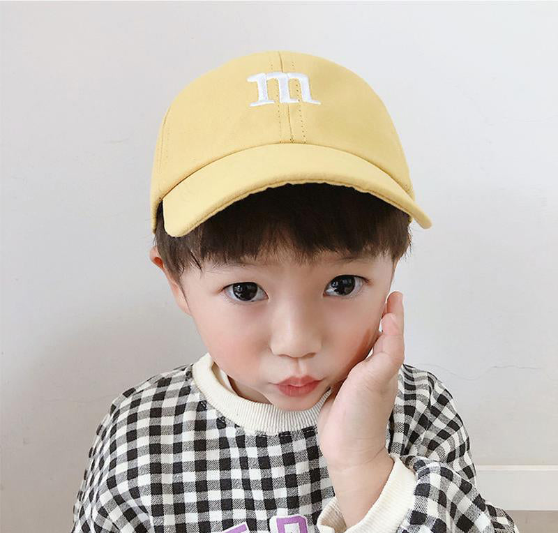 Baseball Cap Boy Letter M Embroidered Children's Cotton Spring and Autumn Hat Cap