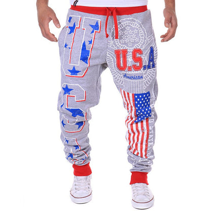 Letter Print Casual Pants Plus Size Men