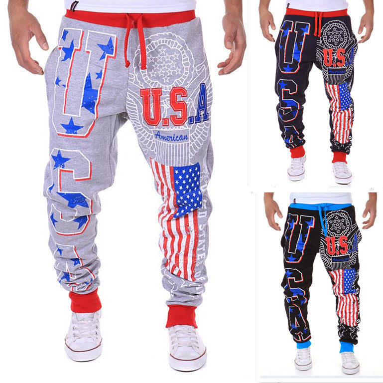 Letter Print Casual Pants Plus Size Men