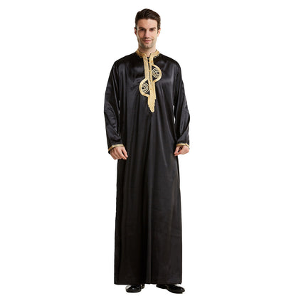 Arabian Middle East Stand Collar Embroidered Robe