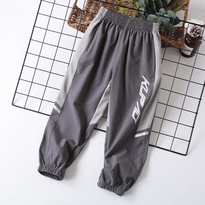 Boys" pants spring and summer thin Zhongda children"s Korean splicing Leggings fast drying children"s anti mosquito pants